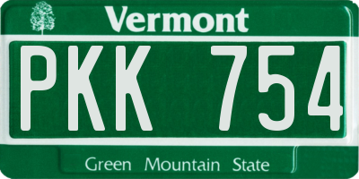 VT license plate PKK754