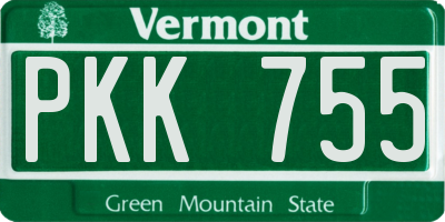 VT license plate PKK755