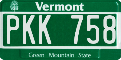 VT license plate PKK758