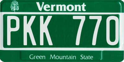 VT license plate PKK770