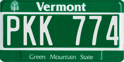 VT license plate PKK774