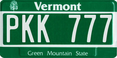 VT license plate PKK777