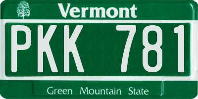 VT license plate PKK781