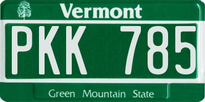 VT license plate PKK785