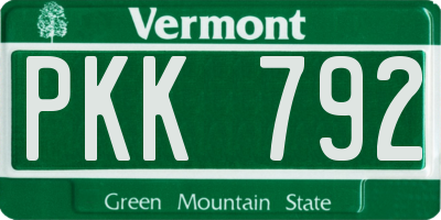 VT license plate PKK792