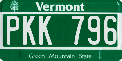 VT license plate PKK796