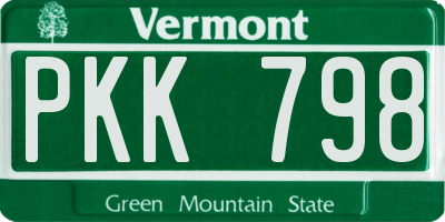 VT license plate PKK798
