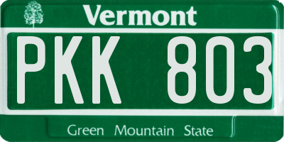 VT license plate PKK803