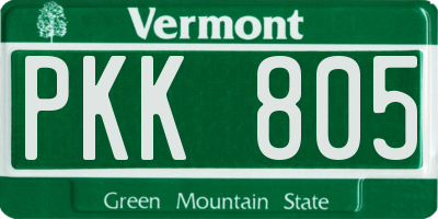 VT license plate PKK805