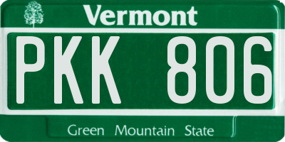 VT license plate PKK806