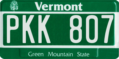 VT license plate PKK807
