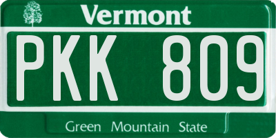 VT license plate PKK809