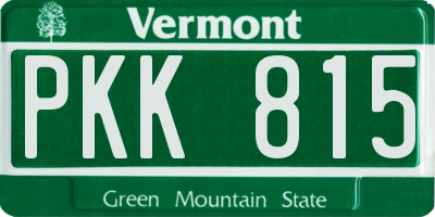 VT license plate PKK815