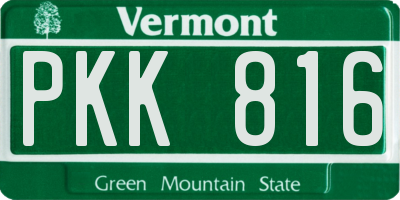 VT license plate PKK816