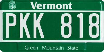 VT license plate PKK818