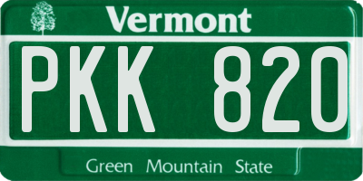 VT license plate PKK820