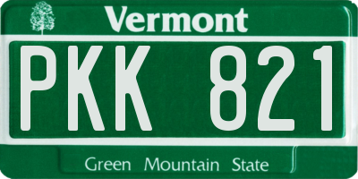 VT license plate PKK821