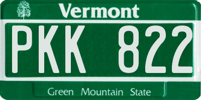 VT license plate PKK822