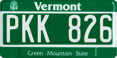 VT license plate PKK826