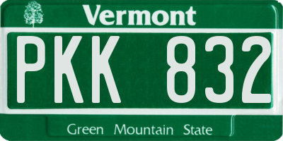 VT license plate PKK832