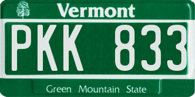 VT license plate PKK833
