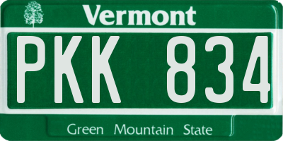 VT license plate PKK834