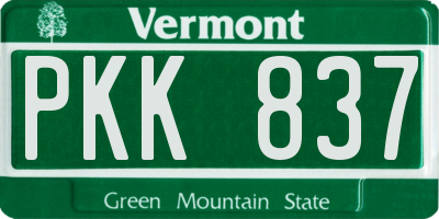 VT license plate PKK837