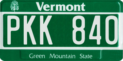 VT license plate PKK840