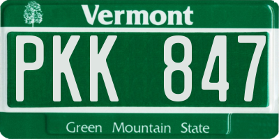 VT license plate PKK847