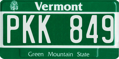 VT license plate PKK849