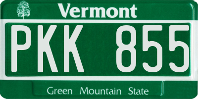 VT license plate PKK855