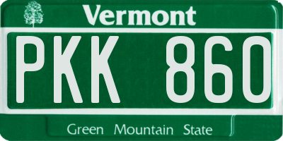 VT license plate PKK860