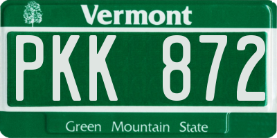 VT license plate PKK872