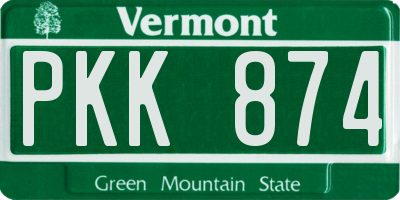VT license plate PKK874