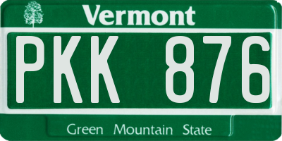 VT license plate PKK876
