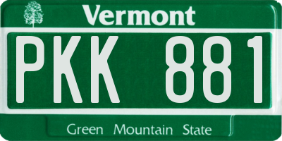 VT license plate PKK881