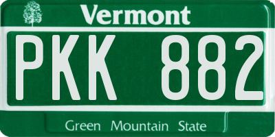 VT license plate PKK882