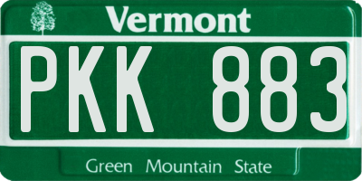 VT license plate PKK883