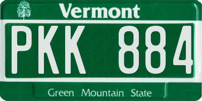 VT license plate PKK884