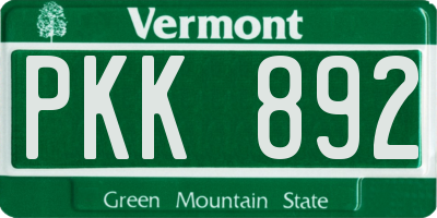 VT license plate PKK892