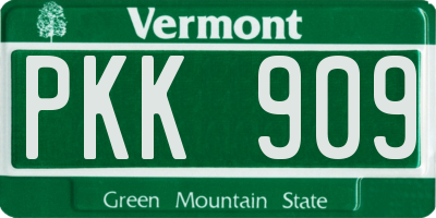 VT license plate PKK909