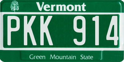 VT license plate PKK914