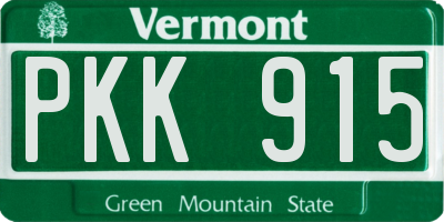 VT license plate PKK915