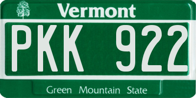 VT license plate PKK922
