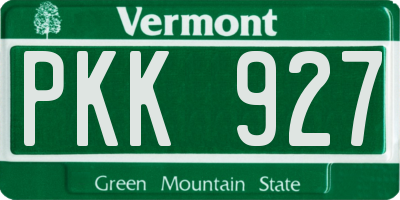 VT license plate PKK927
