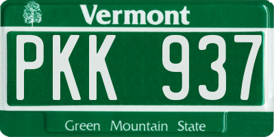 VT license plate PKK937