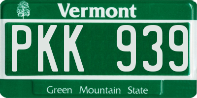 VT license plate PKK939