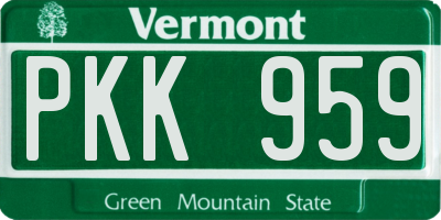 VT license plate PKK959