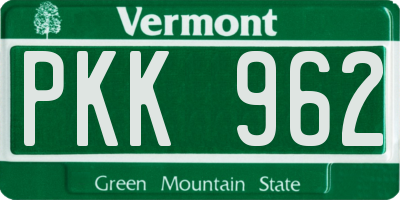 VT license plate PKK962