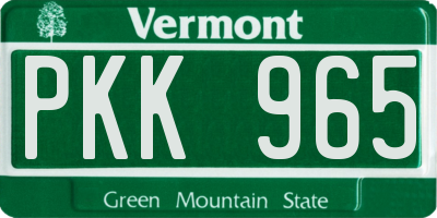 VT license plate PKK965